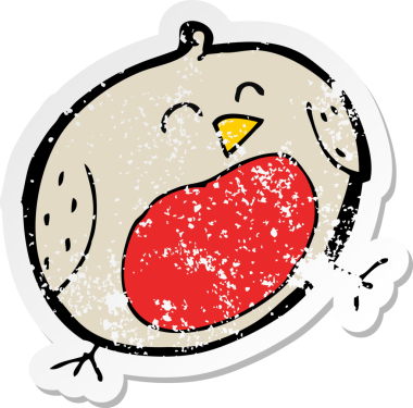 Bir insan tarafından çizilmiş robin çizgi filminin gerilimli yapıştırması.