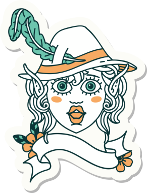 Bir insan tarafından çizilmiş bir elf şair karakteri çıkartması.