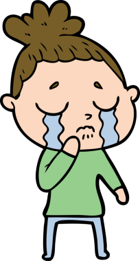 Bir insan tarafından çizilmiş ağlayan kadın çizgi filmi.