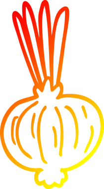 Bir insan tarafından çizilmiş karikatür soğanın sıcak gradyan çizimi