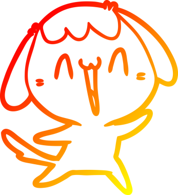 Bir insan tarafından çizilmiş sevimli bir köpeğin sıcak çizgi çizgisi.