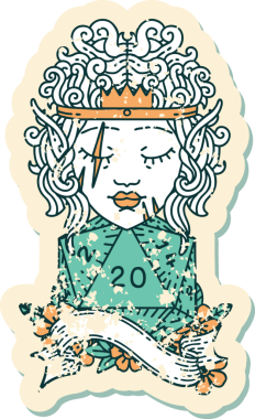 Retro Dövme Tarzı Bir insan tarafından çizilmiş 20 zarlı barbar karakter