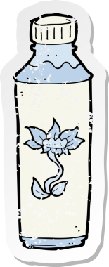 Bir insan tarafından çizilmiş karikatür su şişesinin gerilimli yapıştırması.