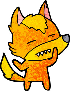 Bir insan tarafından çizilmiş tilki çizgi film karakteri