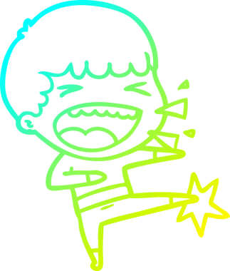 Bir insan tarafından çizilmiş gülen adamın soğuk çizgi çizimi.