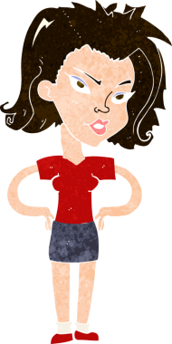 Bir insan tarafından çizilmiş kalçaları olan çizgi film kadını.