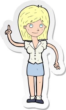 Bir insan tarafından çizilmiş fikri olan bir karikatür kadının çıkartması.