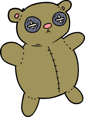 Bir insan tarafından çizilmiş eski bir oyuncak ayı çizgi filmi.