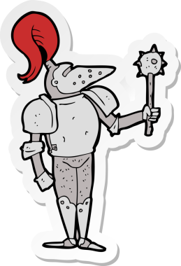 Bir insan tarafından çizilmiş bir ortaçağ şövalyesinin çıkartması.