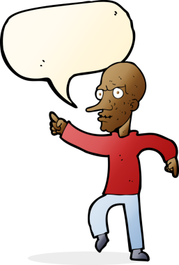 Bir insan tarafından çizilmiş konuşma balonlu kızgın yaşlı adam çizgi filmi.