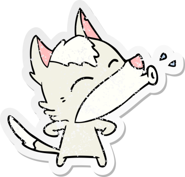 Bir insan tarafından çizilmiş uluyan kurt çizgi filminin sıkıntılı çıkartması.