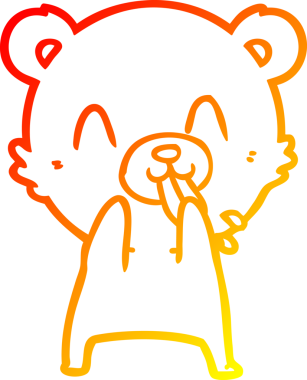 Bir insan tarafından çizilmiş kaba bir çizgi film ayısının sıcak çizgi çizimi