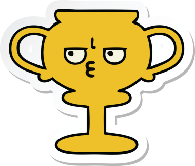 Bir insan tarafından çizilmiş şirin bir karikatür kupasının çıkartması.