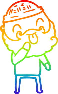 Gökkuşağı gradyan çizgisi sakallı bir adamın bir insan tarafından çizilmiş dili.