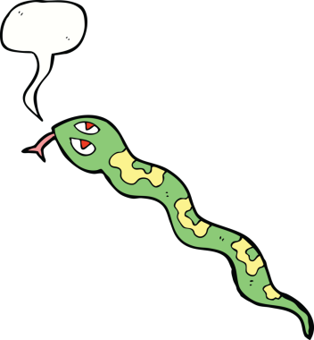 Bir insan tarafından çizilmiş konuşma balonlu tıslayan yılan.