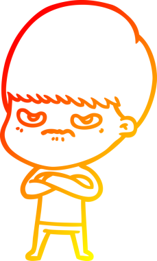 Bir insan tarafından çizilmiş kızgın bir çocuğun sıcak çizgi çizimi.