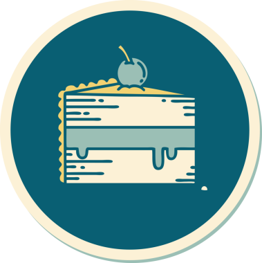 Bir insan tarafından çizilmiş geleneksel bir pasta dilimi şeklinde dövme çıkartması.