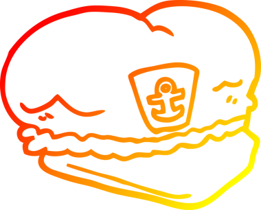 Bir insan tarafından çizilmiş bir denizci şapkasının sıcak çizgi çizimi.