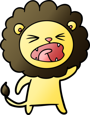 Bir insan tarafından çizilmiş kızgın aslan çizgi filmi.