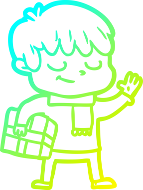 Bir çizgi film karakteri çizen soğuk çizgi bir insan tarafından çizilmiş mutlu çocuk.