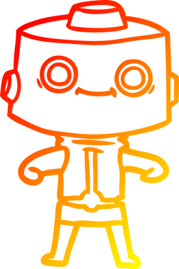 Bir insan tarafından çizilen çizgi film robotunun sıcak çizgi çizimi