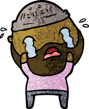 Çizgi film sakallı adam bir insan tarafından çizilmiş ağlıyor.