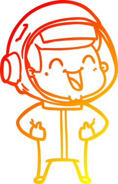 Bir insan tarafından çizilmiş mutlu bir astronotun sıcak çizgi çizimi