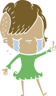 Bir insan tarafından çizilmiş düz renkli karikatür.