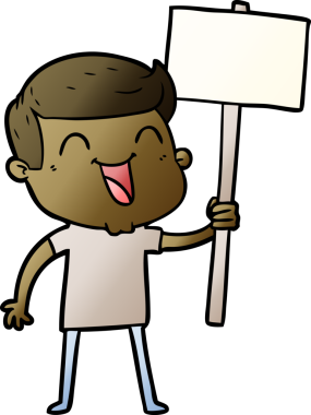 Bir insan tarafından çizilmiş gülen çizgi film adamı.