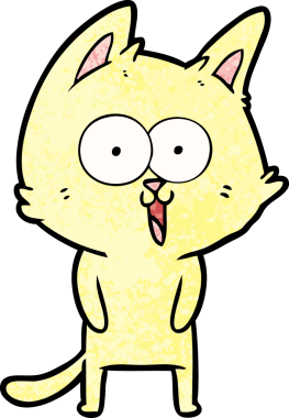 Bir insan tarafından çizilmiş komik çizgi film kedisi.