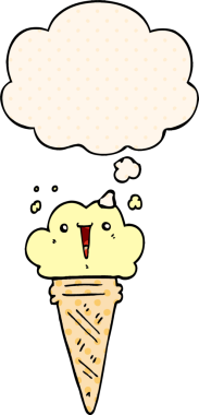 Bir insan tarafından çizilmiş, düşünce baloncuklu karikatür dondurması.