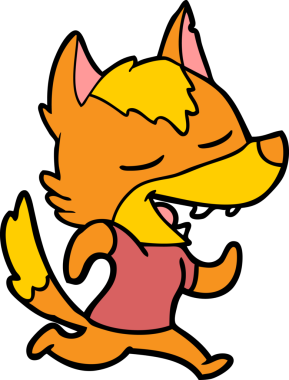 Bir insan tarafından çizilmiş tilki çizgi film karakteri