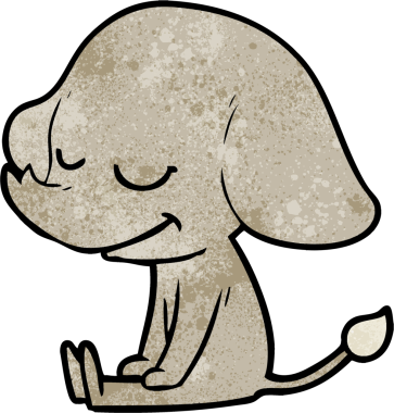 Bir insan tarafından çizilmiş gülümseyen bir fil.