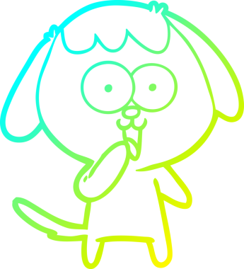 Bir insan tarafından çizilmiş şirin bir çizgi köpeğin soğuk gradyan çizgisi.