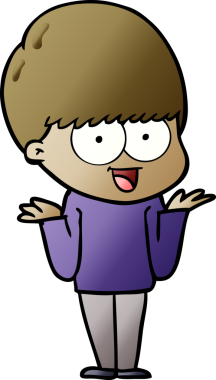 Bir insan tarafından çizilmiş mutlu çizgi film çocuğu.