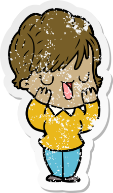 Bir insan tarafından çizilmiş karikatür kadının sıkıntılı çıkartması.