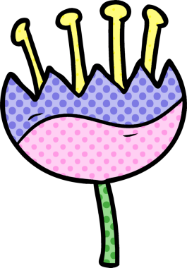 Bir insan tarafından çizilmiş karikatür çiçeği