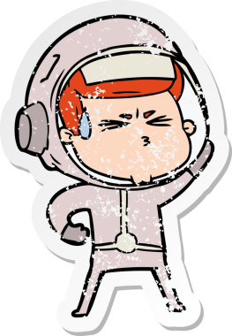 Bir insan tarafından çizilmiş stresli astronot karikatürü.