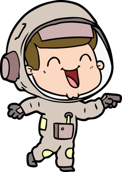 Bir insan tarafından çizilmiş mutlu astronot çizgi filmi.