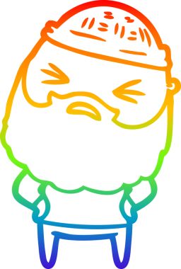 Bir insan tarafından çizilmiş sakallı bir karikatür çizimi.