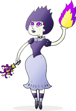 Bir insan tarafından çizilmiş serbest çizim vampir kız ateş topu.