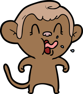 Bir insan tarafından çizilmiş çılgın çizgi film maymunu