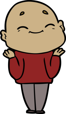 Bir insan tarafından çizilmiş mutlu, kel adam.