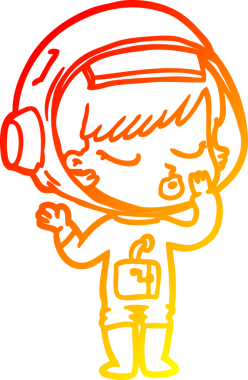 Bir insan tarafından çizilmiş güzel astronot bir kızın sıcak çizgi çizimi