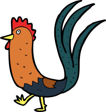 Bir insan tarafından çizilmiş bir horoz resmi.