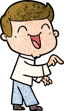 Bir insan tarafından çizilmiş gülen çizgi film adamı.