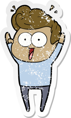 Bir insan tarafından çizilmiş karikatür adamın sıkıntılı çıkartması.