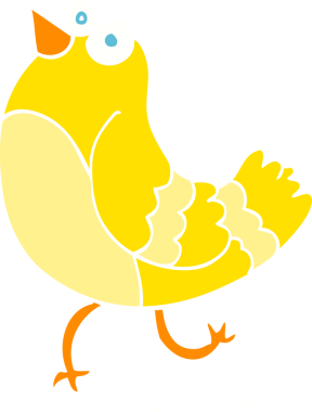 Bir insan tarafından çizilen kuşun düz renk çizimi