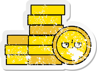 Bir insan tarafından çizilmiş bozuk paraların sıkıntılı çıkartması.