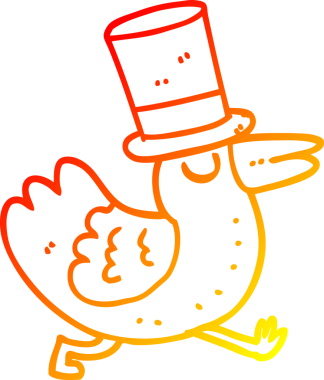 Bir insan tarafından çizilmiş komik bir karikatür kuşunun sıcak çizgi çizimi